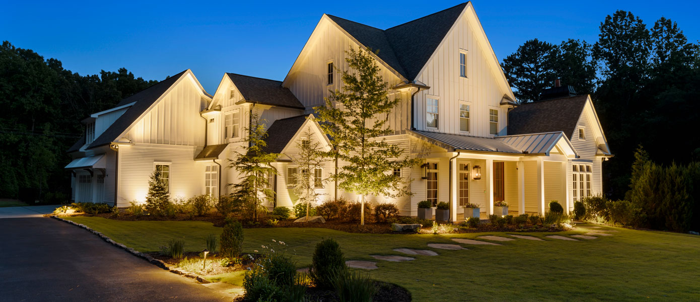 house with custom outdoor lighting